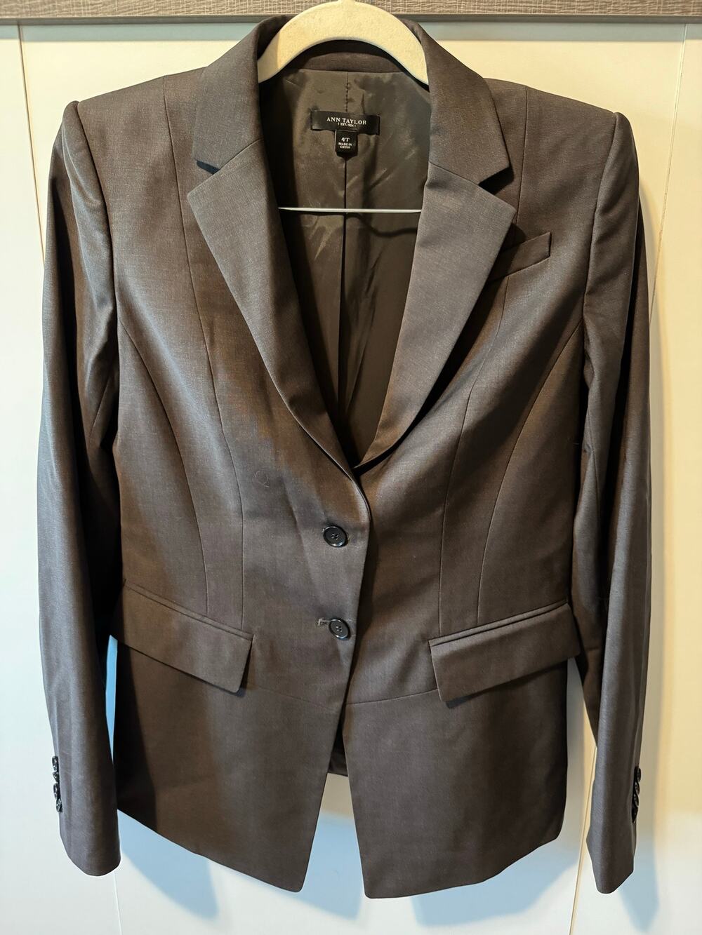 Ann Taylor Wool Blend Brown Suit Jacket Blazer Office Career Women's Size 4T